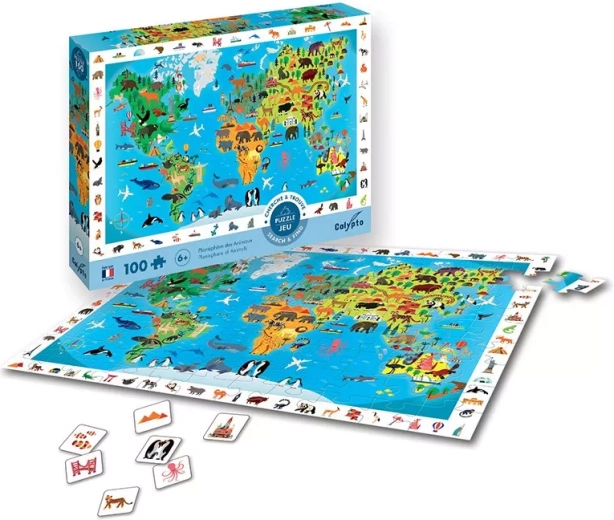 Sentosphere puzzle mapa świata ze zwierzętami