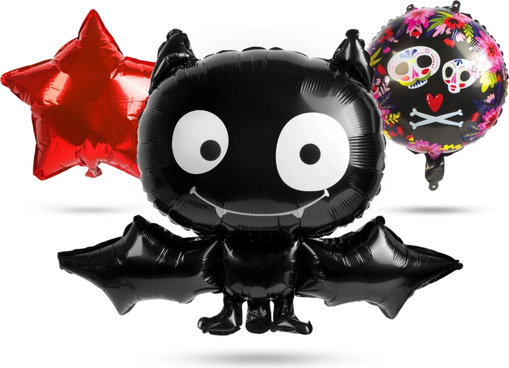 Zestaw halloweenowych foliowych balonów nietoperzy – 5 sztuk