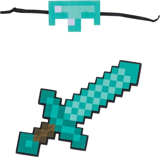 Zestaw kostiumowy Minecraft: maska i piankowy diamentowy miecz Steve’a