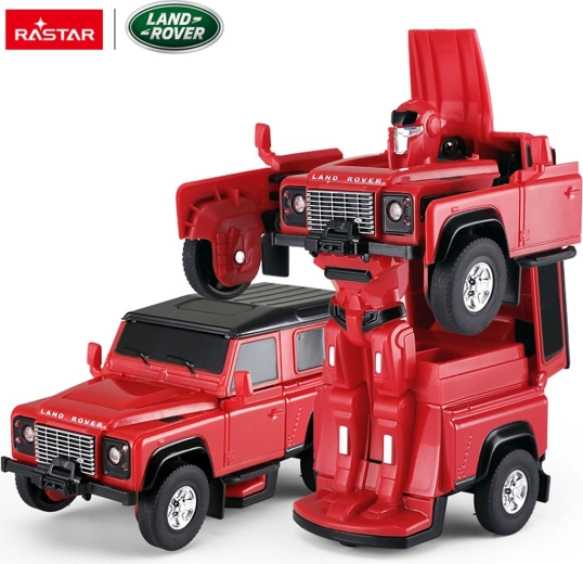 Metalowy samochód i robot 2w1 Land Rover Defender RASTAR 1:32 czerwony