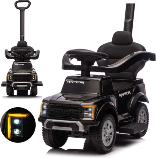 Milly Mally dziecięcy jeździk z drążkiem prowadzącym Ford F-150 Raptor 3 w 1 czarny