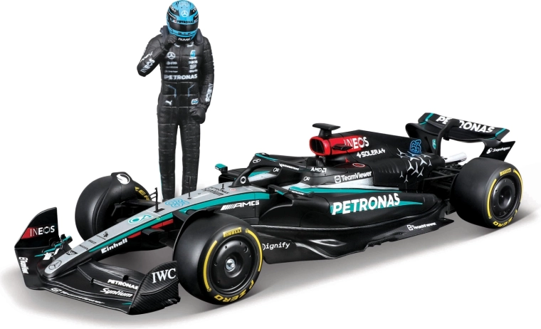 Model F1 Bburago Mercedes-AMG Petronas W15 2024 George Russell 1:24 z figurką