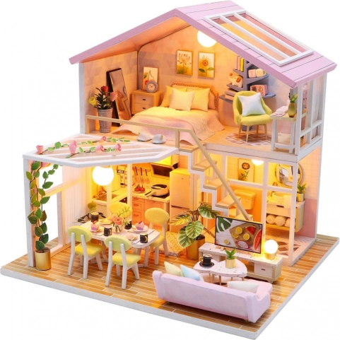 Miniaturowy domek Dom spokojnych chwil z oświetleniem LED