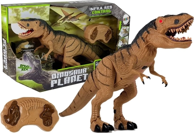 Zdalnie sterowany Tyrannosaurus Rex z mgłą