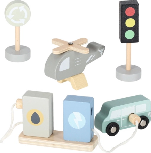 Stacja benzynowa i elementy drogowe