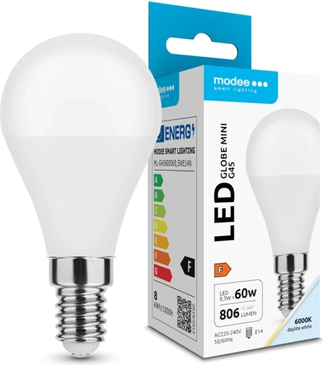 Modee LED żarówka Globe Mini G45 8,5 W E14 806 lm zimna biel