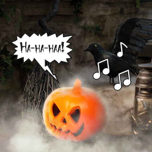 Halloweenowy lampion dyniowy z efektem dźwiękowym i diodą LED