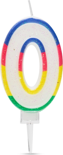 Świeczka na tort w kształcie cyfry 0