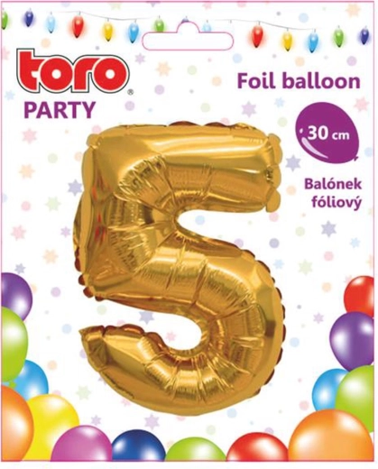 Balon foliowy cyfra 5 30 cm złoty TORO