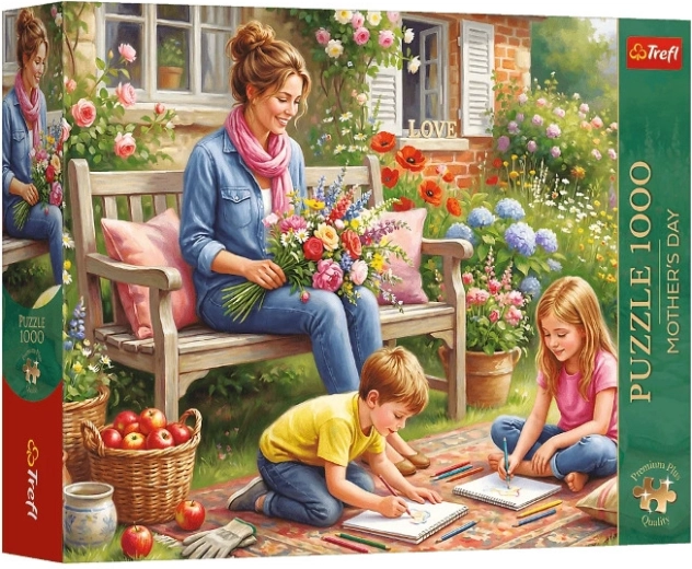Puzzle Premium Plus rodzina w ogrodzie 1000 elementów