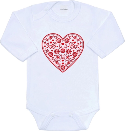 Body niemowlęce New Baby z ludowym wzorem czerwone serduszko (rozm. 80, 9–12 miesięcy)