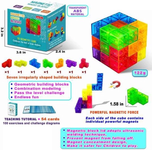 Magnetyczna układanka – logiczna magnetyczna kostka, 7 elementów