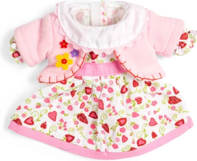 Bigjigs Toys sukienka w serduszka i różowy płaszczyk dla lalki 34 cm