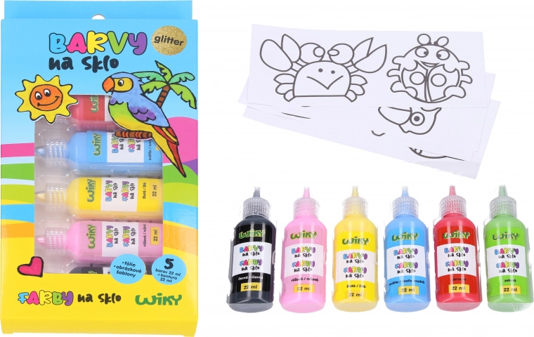 Farby do szkła z brokatem 5+1