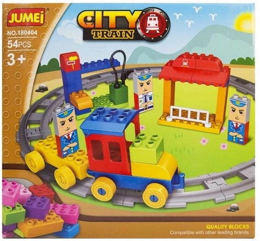 Klocki konstrukcyjne Jumei City – pociąg, 54 elementy, 28 × 26 cm – 1 sztuka