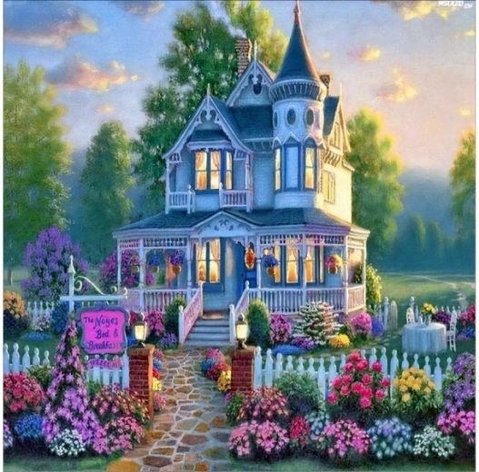 Diamentowe haftowanie (diamond painting) – willa z ogrodem 30 × 40 cm - 1 szt.