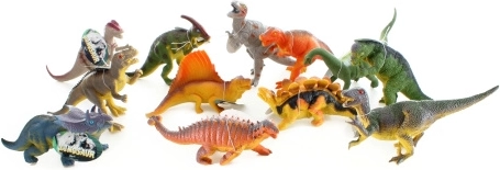 Gumowe dinozaury z dźwiękiem, średni rozmiar 22 cm – zestaw 24 szt.
