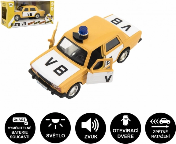 Policyjny samochód VB Lada 12 cm ze światłem i dźwiękiem na napęd frykcyjny (pull-back)