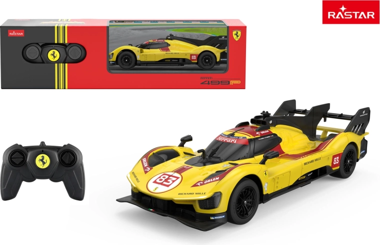 Zdalnie sterowane auto Rastar Ferrari 499P żółte 1:24 - 1 szt.