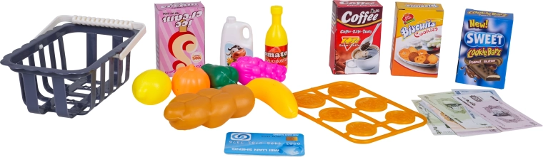 Koszyk i jedzenie do odgrywania ról