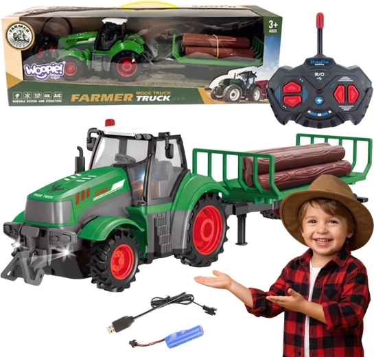 Woopie traktor RC z przyczepą do drewna w skali 1:24