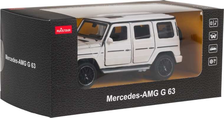 Metalowy model Mercedes-AMG G 63 z dźwiękiem, biały RASTAR