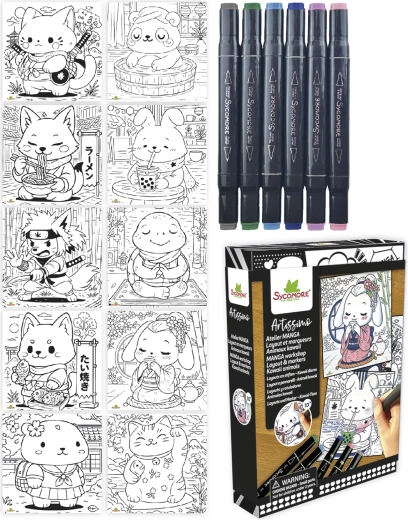 Artissimo kreatywny zestaw manga kawaii zwierzątka z 5 markerami alkoholowymi