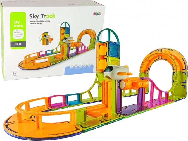 Magnetyczna konstrukcja SKY TRACK – kolejka podwieszana, 61 elementów