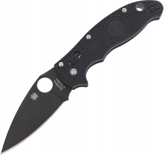 Nóż składany Spyderco Manix 2 Lightweight Black, czarne wykończenie DLC, rękojeść FRN 8,6 cm