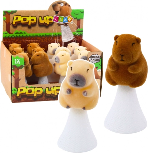 Skacząca kapibara Pop Up beżowo‑brązowa 10 cm