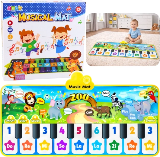 Interaktywna muzyczna mata zoo – pianinko dla dzieci, 10 klawiszy i 10 melodii