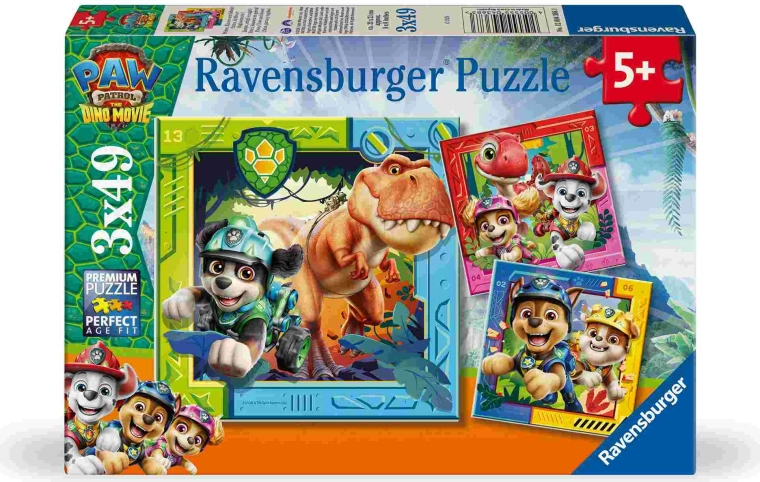 Puzzle Ravensburger Psi Patrol: Film o dinozaurach 3x49 elementów