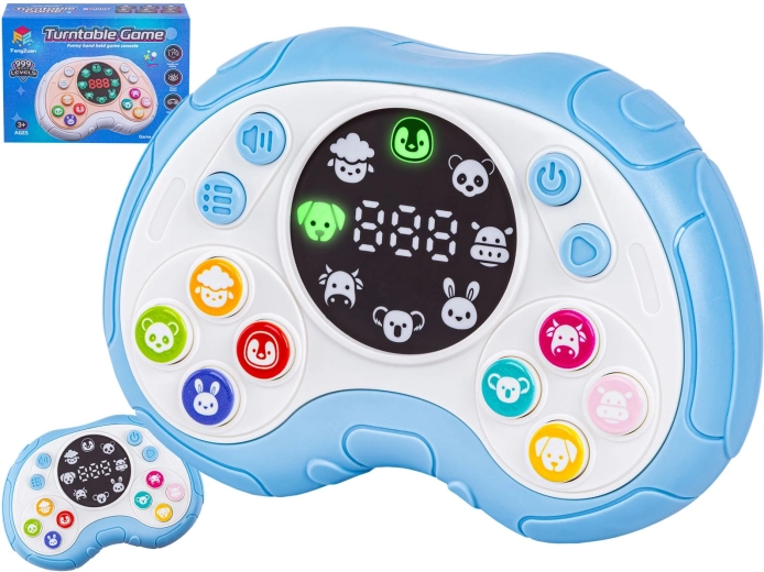 Elektroniczna gra edukacyjna na pamięć – dziecięcy gamepad z wyświetlaczem niebieski - 1 sztuka