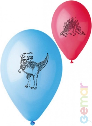 Gemar pastelowy balon lateksowy z nadrukiem dinozaurów 26 cm - 1 sztuka
