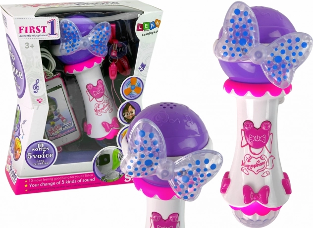 Dziecięcy mikrofon karaoke z MP3 i kolorową kokardą