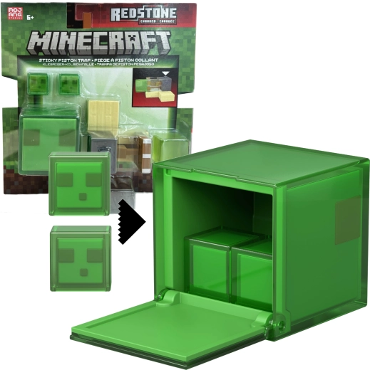 Mattel Minecraft zestaw figurek Redstone Charged – pułapka z lepkim tłokiem