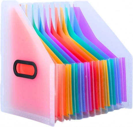 Folder pionowy organizer na dokumenty z kolorowymi zakładkami i kieszonkami A4