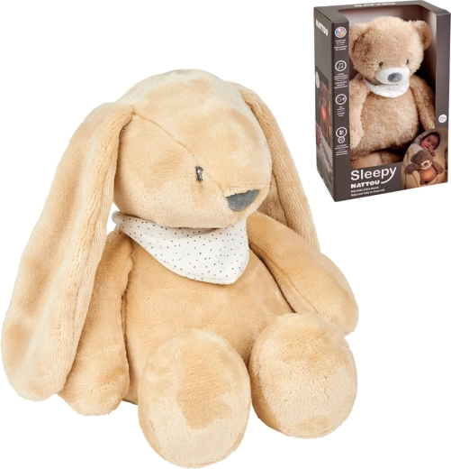 NATTOU pluszowy usypiacz z lampką i czujnikiem płaczu Sleepy Bunny pale brown