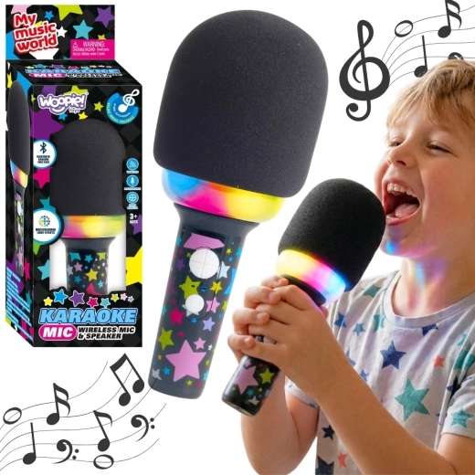 Bezprzewodowy mikrofon karaoke Woopie z głośnikiem, czarny, Bluetooth
