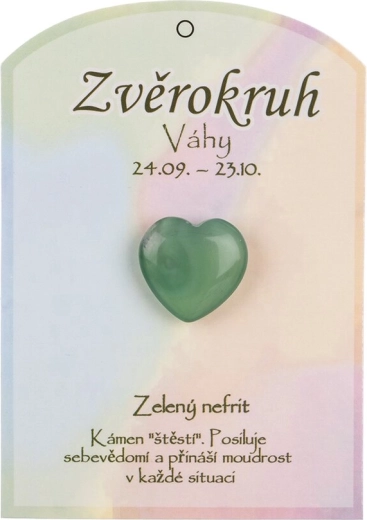 Zielony nefryt w kształcie serca dla znaku Wagi