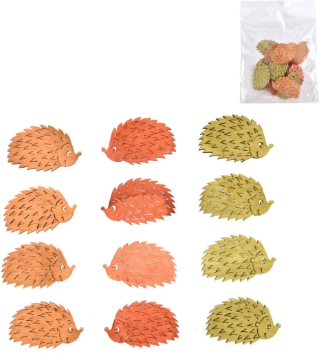 Drewniany jeżyk – dekoracja 4 cm, mix 3 kolorów, 12 szt.