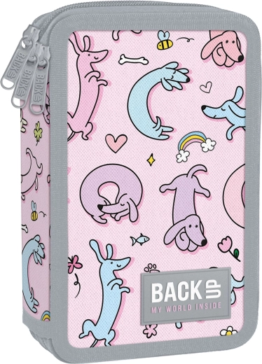 Szkolny trójkomorowy piórnik z wyposażeniem BackUP Cute Dogs