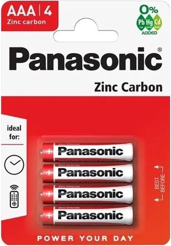 Baterie PANASONIC R03 AAA, cynkowo‑węglowe