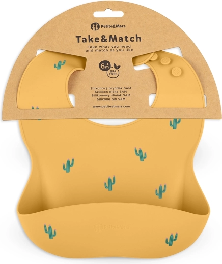 Petite&Mars silikonowy śliniak Take&Match ochre cacti 6m+