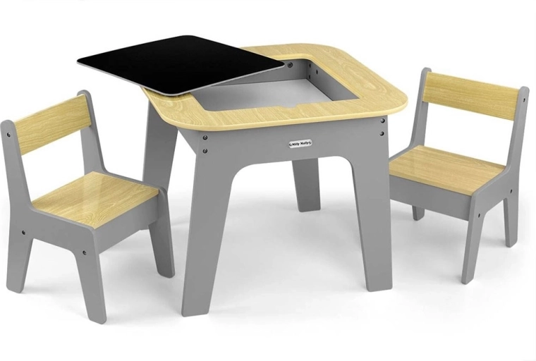 Dwustronny blat: klocki i tablica kredowa