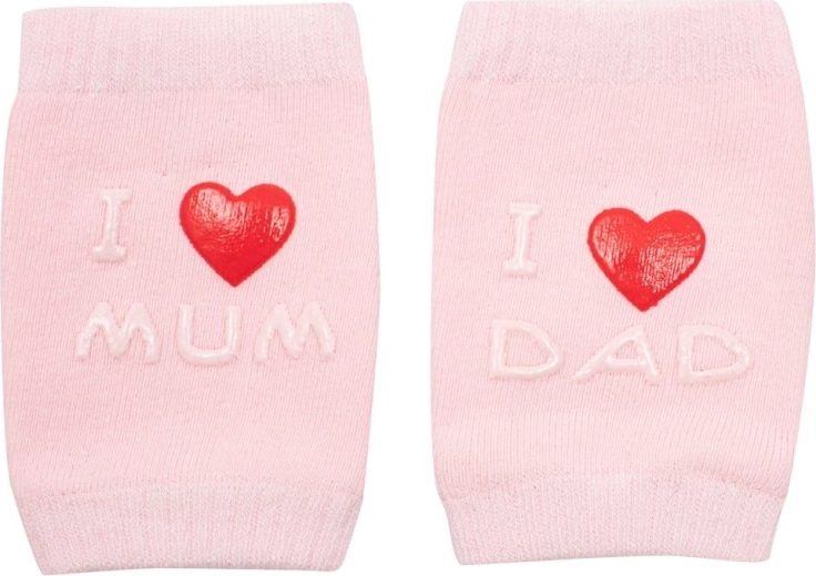 Dziecięce nakolanniki z ABS I love mum & dad – różowe