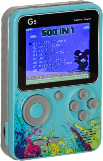 Przenośna retro konsola do gier mini – 500 gier, niebieska