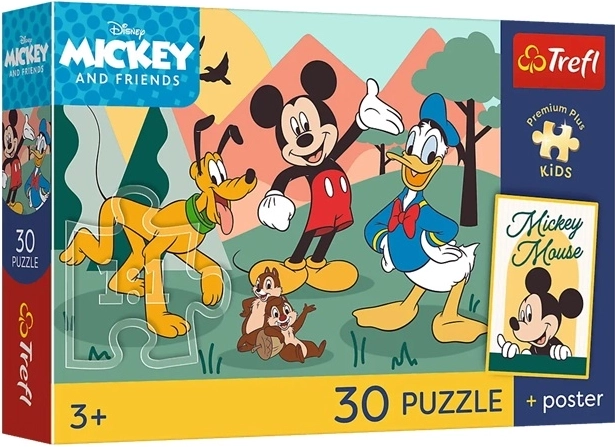 Trefl Disney Mickey i przyjaciele – puzzle dla dzieci 30 elementów + plakat