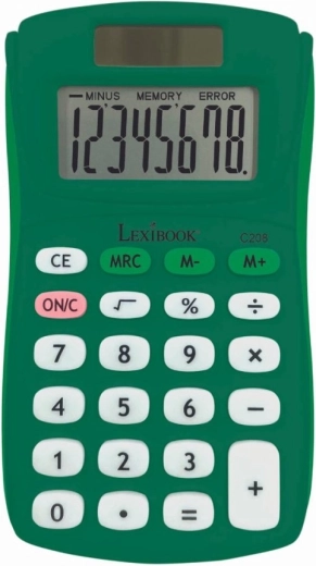 Lexibook kalkulator kieszonkowy 8‑cyfrowy, gumowa powłoka – zielony