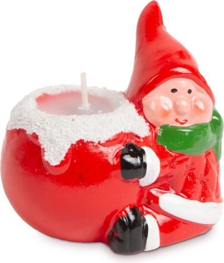 Świąteczna świeca z ceramicznym krasnalem